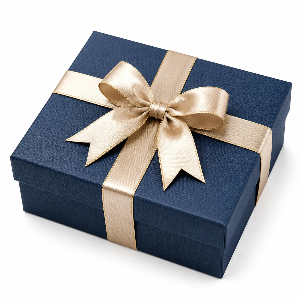 Geschenkbox 20 x 15 x 8 cm aus Karton in Dunkelblau Gold mit Schleife – lormaviel