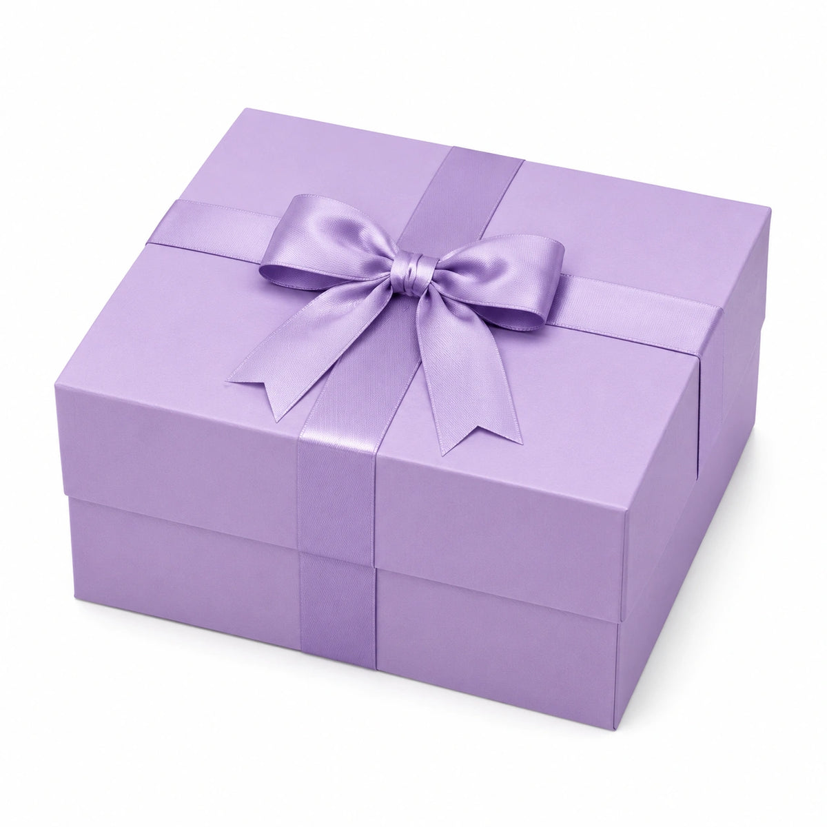 Geschenkbox 20 x 20 x 10 cm aus Karton Lila mit Satinschleife quadratisch