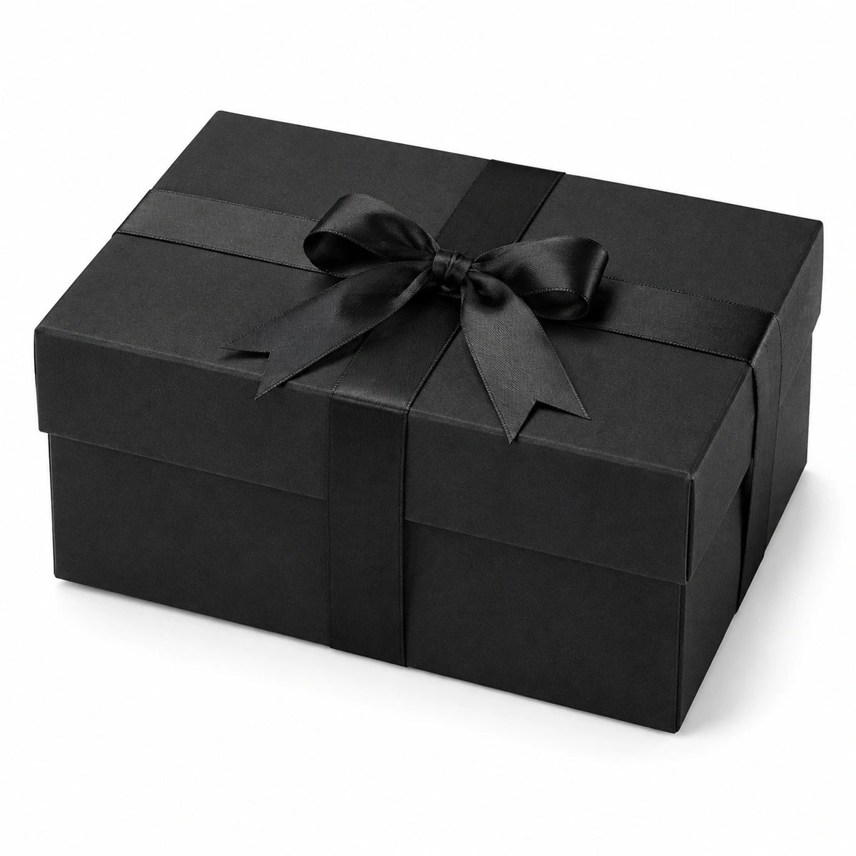 Geschenkbox 25 x 20 x 10 cm aus Karton in Schwarz mit Satinband und Schleife