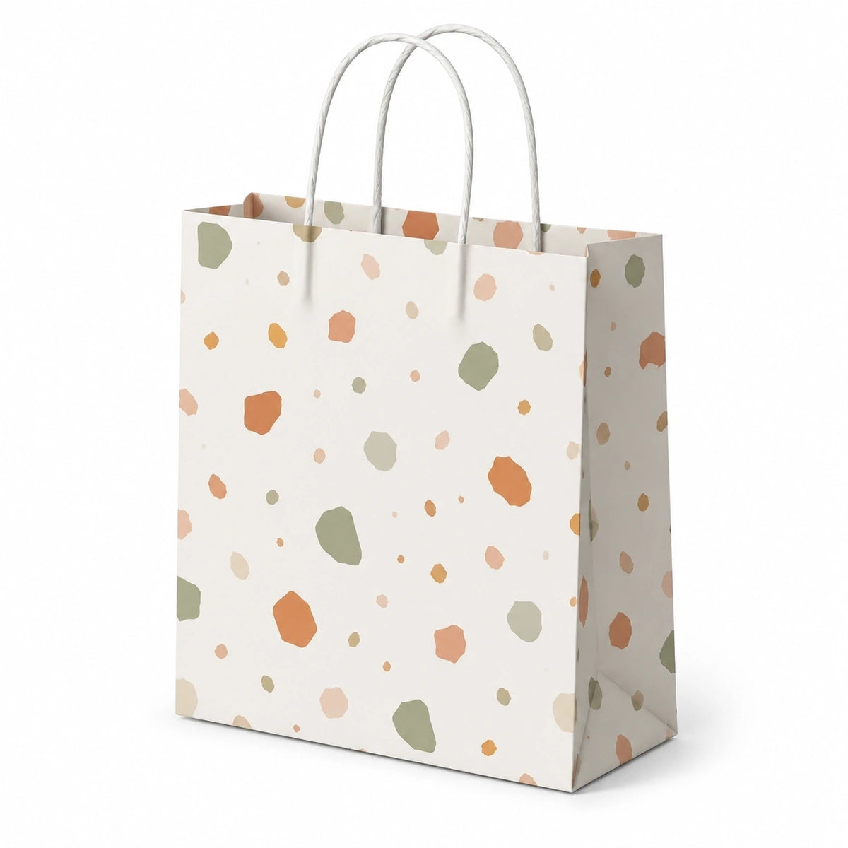 Geschenktüte 26 x 12 x 32 cm aus Papier Weiß mit Konfetti Druck und Kordelgriffen