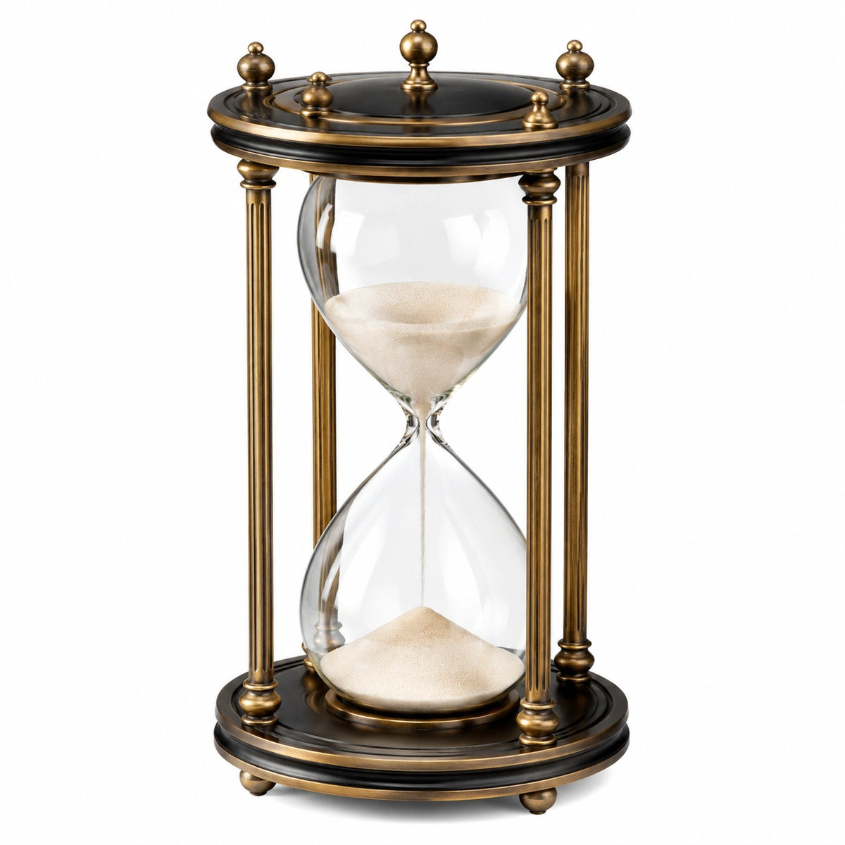 Sanduhr 18 cm x 30 cm aus Glas und Metall Schwarz Bronze mit 30 Minuten Laufzeit