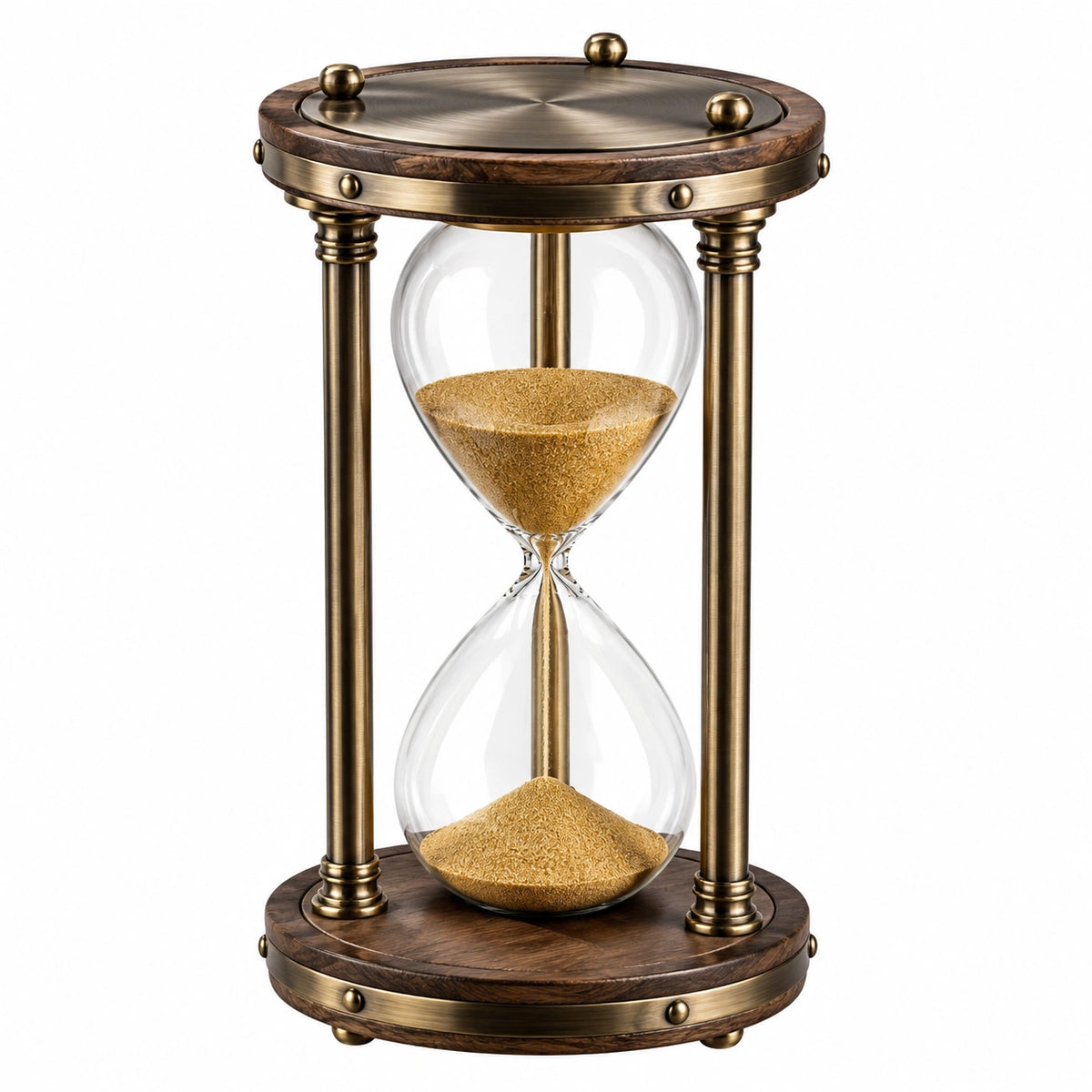 Sanduhr 18 x 30 cm aus Glas Holz und Metall in Bronze Braun als dekorativer Tischzeitmesser